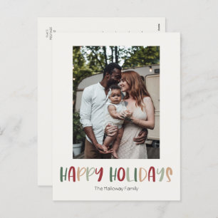 Colourful Happy Holidays Vertical Single Photo Holiday Postcard