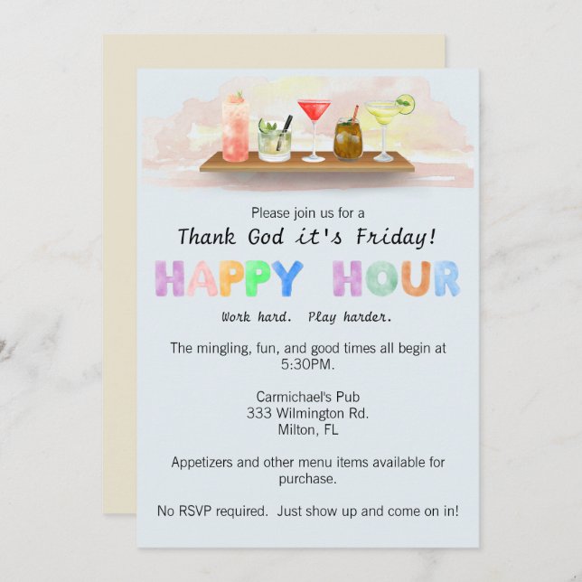 Colourful Happy Hour Invitation (Front/Back)