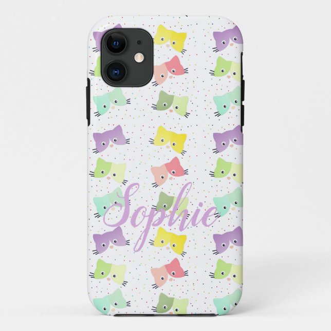 Colourful Happy Kittens Pattern  Case-Mate iPhone Case (Back)