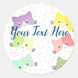 Colourful Happy Kittens Pattern  Classic Round Sticker