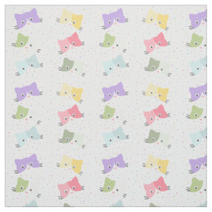 Colourful Happy KIttens Pattern Fabric