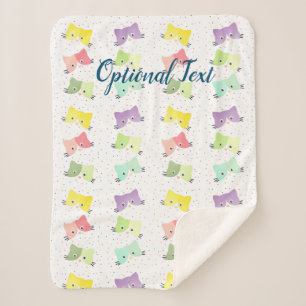 Colourful Happy Kittens Pattern  Sherpa Blanket