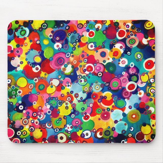 Colourful Happy Little Circles Original Artwork Mouse Pad (Front)