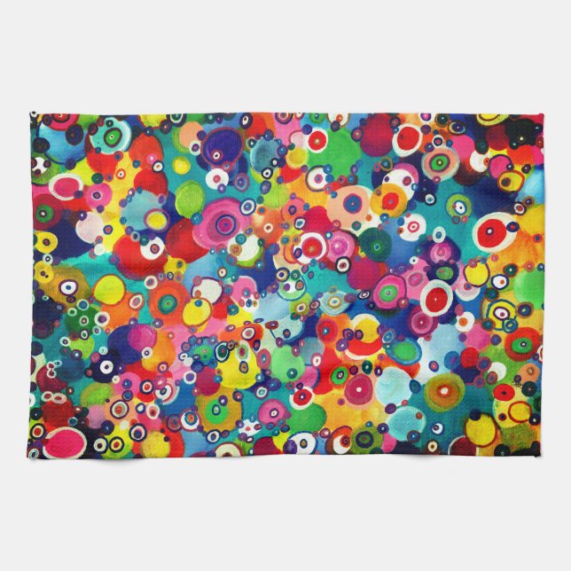 Colourful Happy Little Circles Original Artwork Tea Towel (Horizontal)