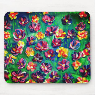 Colourful Happy Little Flowers Original Artwork Mouse Pad