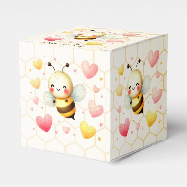 Colourful Happy Little Honey Bee Baby Shower Cute Favour Box (Front Side)