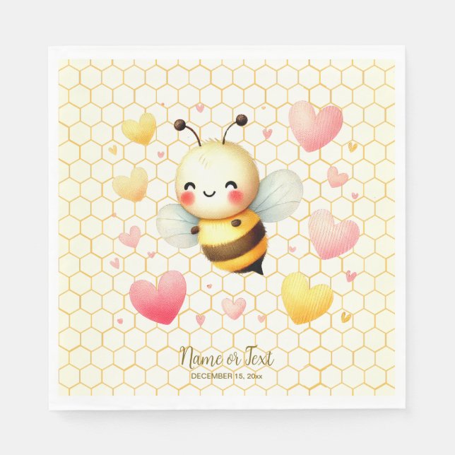 Colourful Happy Little Honey Bee Baby Shower Cute Napkin (Front)