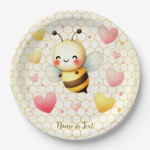 Colourful Happy Little Honey Bee Baby Shower Cute Paper Plate