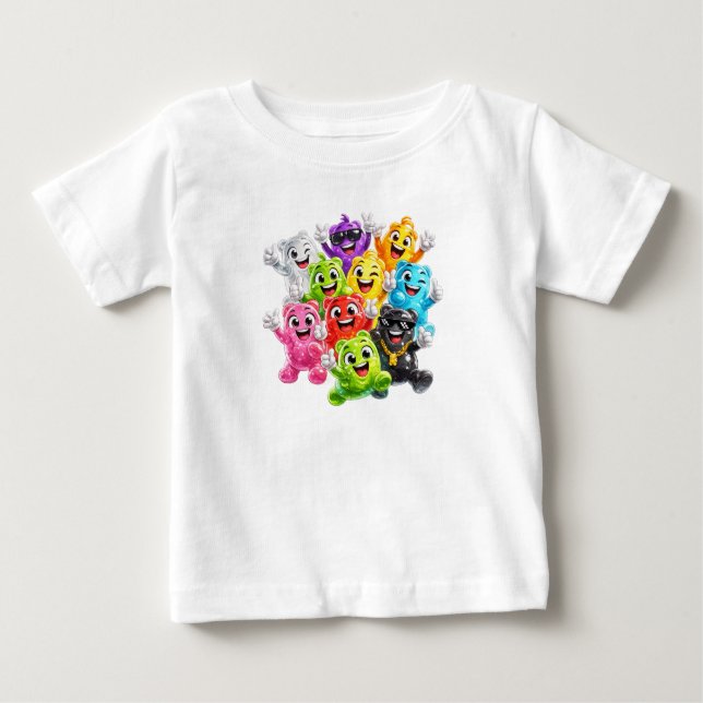 Colourful Happy Monster Baby Bodysuit (Front)