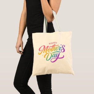 Colourful Happy Mother's Day Rainbow Calligraphy   Tote Bag