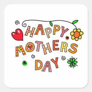 Colourful Happy Mother's Day Typography  Square Sticker