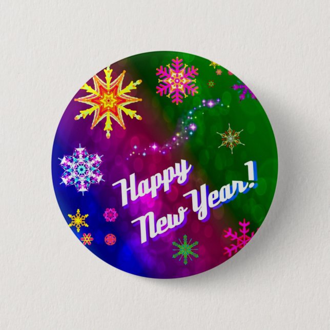 Colourful Happy New Happy Year 6 Cm Round Badge (Front)