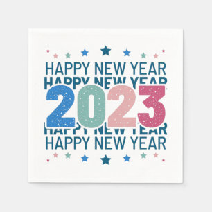 Colourful Happy New Year 2023 Napkin