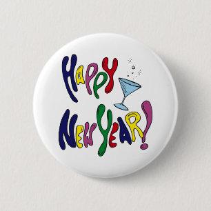 Colourful Happy New Year 6 Cm Round Badge