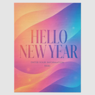 Colourful Happy New Year Greeting ,Glow and Bold Tissue Paper