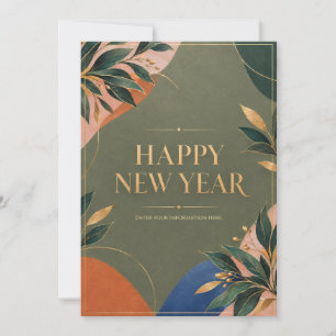 Colourful Happy New Year Greeting with Metallic Card