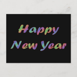 Colourful Happy New Year Holiday Postcard
