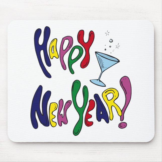 Colourful Happy New Year Mouse Pad (Front)