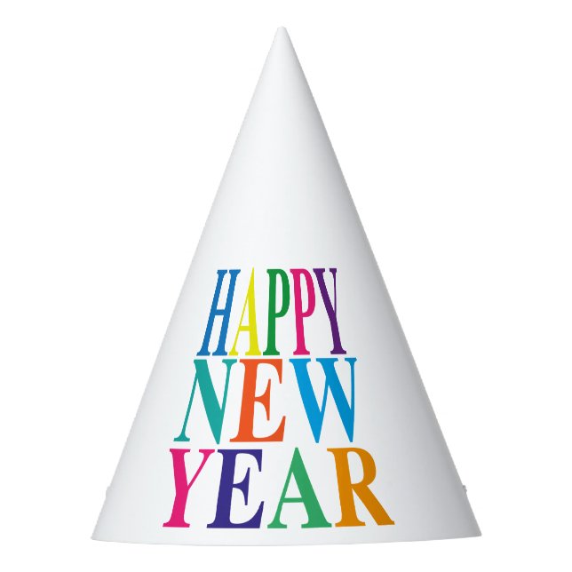Colourful Happy New Year  Typography  Party Hat (Front)
