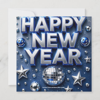 Colourful Happy New Year with Chrome ,Retro Disco