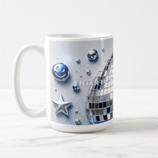 Colourful Happy New Year with Chrome ,Retro Disco Coffee Mug