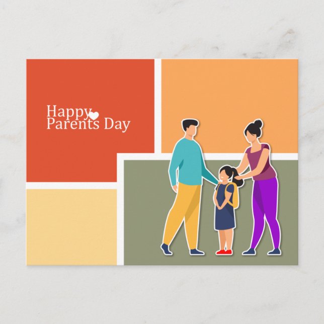 Colourful Happy Parents Day Postcard (Front)