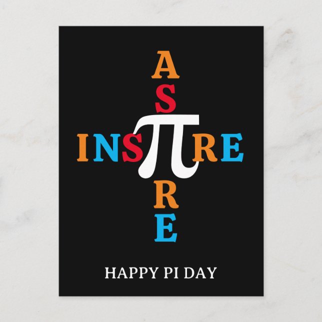 Colourful HAPPY PI DAY Aspire Inspire Postcard (Front)