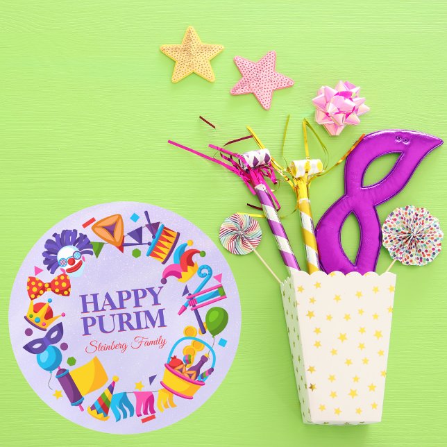 Colourful Happy Purim Stickers (Creator Uploaded)
