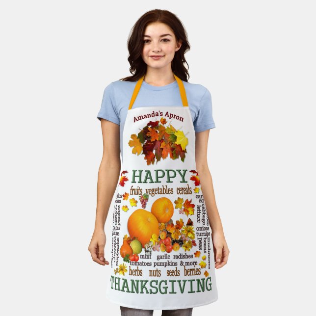 Colourful Happy Thanksgiving Apron (Worn)