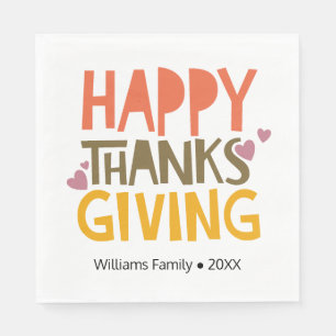 Colourful Happy Thanksgiving Personalised Party Napkin