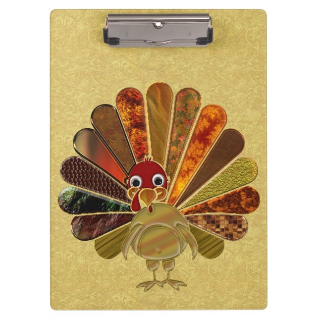 Colourful Happy Thanksgiving Turkey Clipboard (Front)