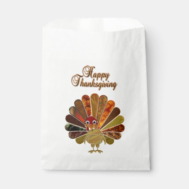 Colourful Happy Thanksgiving Turkey Favour Bags (Front)