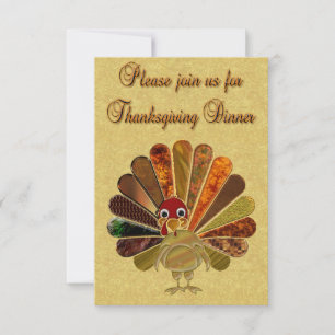 Colourful Happy Thanksgiving Turkey Invitation