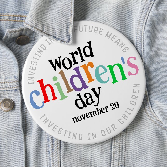  Colourful Happy World Children's Day 6 Cm Round Badge (In Situ)