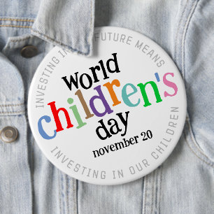 Colourful Happy World Children's Day 6 Cm Round Badge