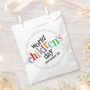 Colourful Happy World Children's Day Favour Bags