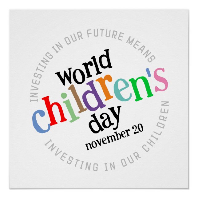 Colourful Happy World Children's Day  Poster (Front)
