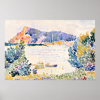 Colourful Harbour Landscape Painting Poster