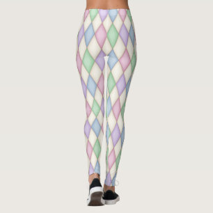 Colourful Harlequin Diamond Check Pattern Leggings