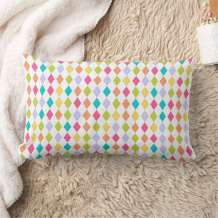 Colourful Harlequin Diamond Pattern Lumbar Cushion