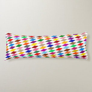 Colourful Harlequin Diamonds Design White Body Cushion