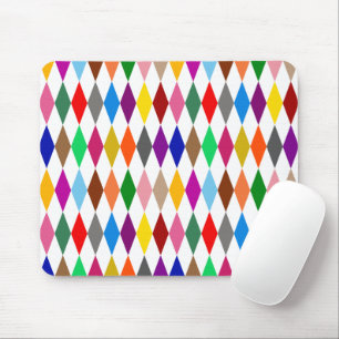 Colourful Harlequin Diamonds Design White Mouse Pad
