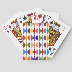 Colourful Harlequin Diamonds Design White Playing Cards