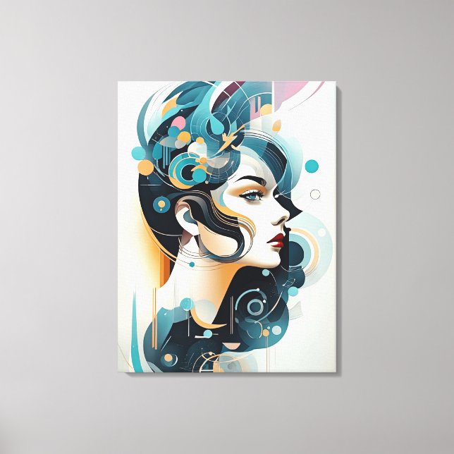 Colourful Harmony: A Modern Abstract Woman Art Canvas Print (Front)