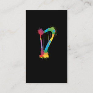 Colourful Harp Retro Music Lover Harpist Business Card