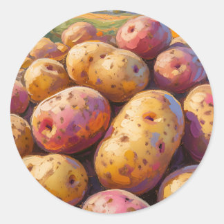 Colourful Harvest Potatoes  Classic Round Sticker