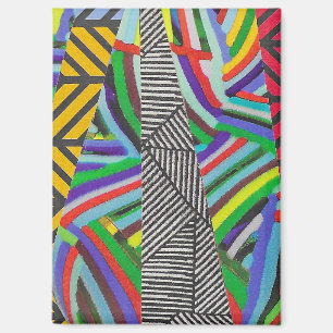 colourful hatches and herringbone collage magnet