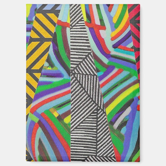 colourful hatches and herringbone collage  magnet (Front)