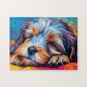Colourful Havanese dog sleeping Jigsaw Puzzle