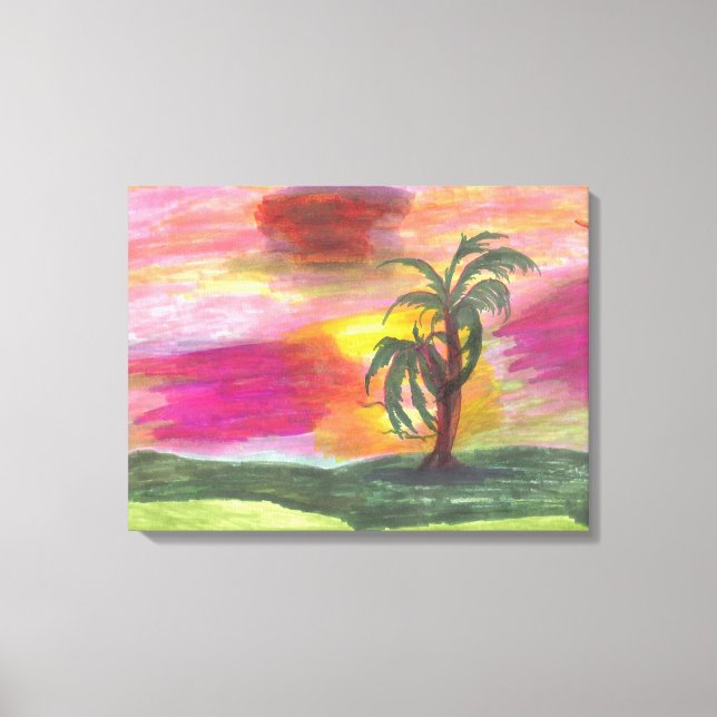 Colourful Hawaiian Art Wrapped Canvas Print (Front)